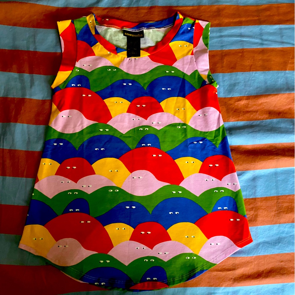 Nooworks Muscle Tee in Rainbow Lumps XS